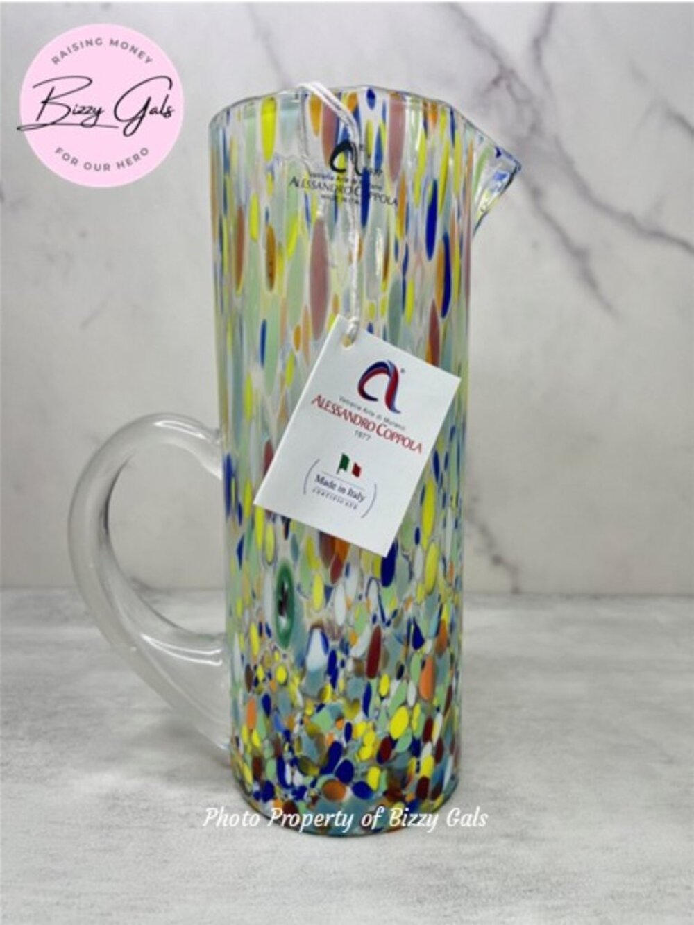 Alessandro Coppola Murano Confetti Glass Pitcher Italian Art